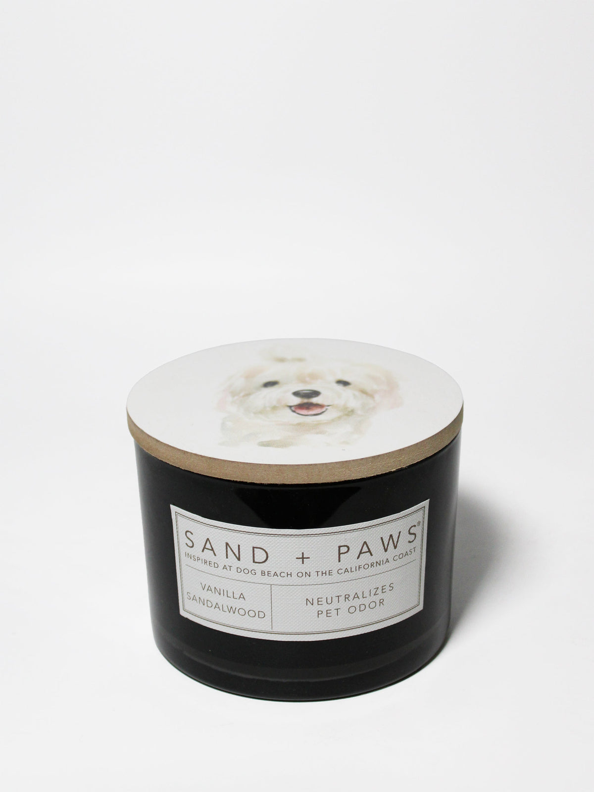 Sand + Paws Vanilla Sandalwood 12 oz cozy scented candle