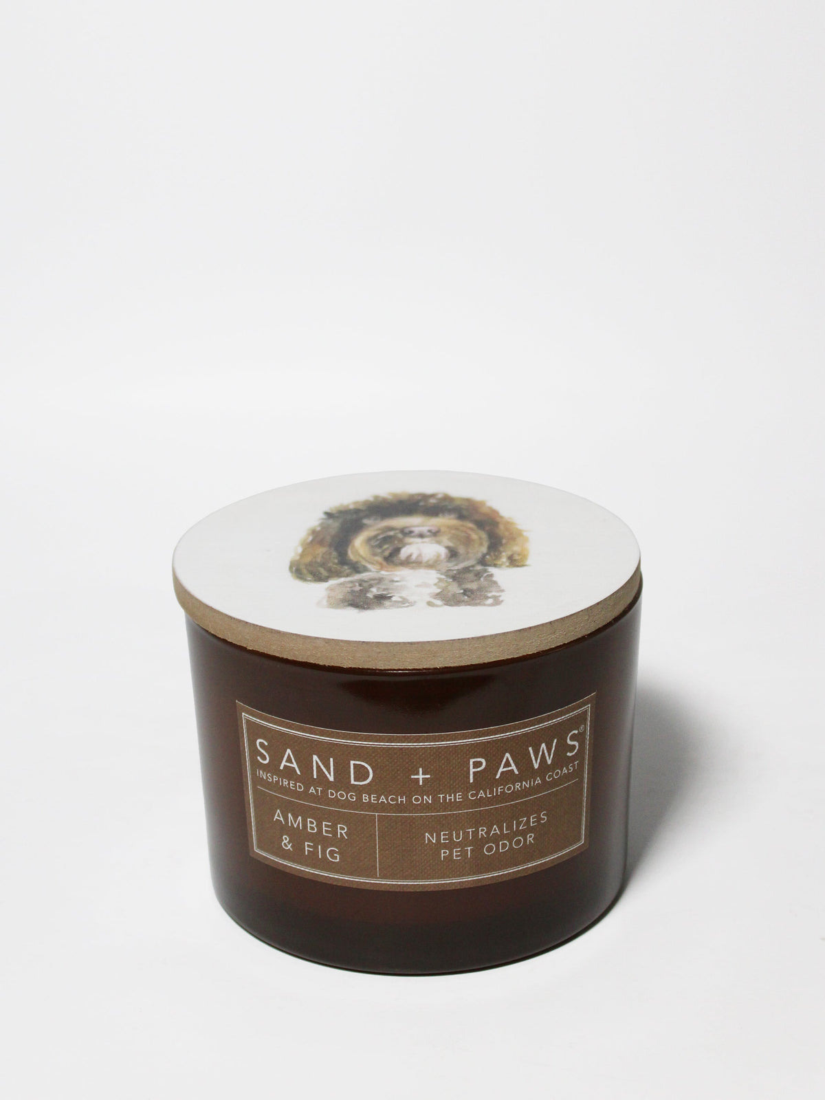 Sand + Paws Amber & Fig 12 oz warm scented candle