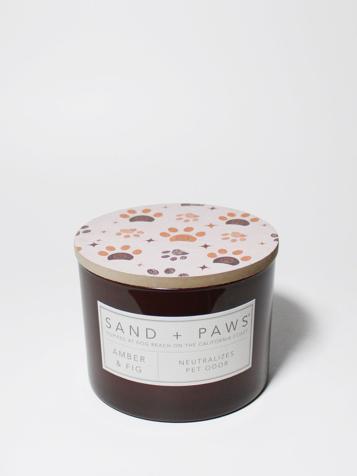 Sand + Paws Amber & Fig 12 oz warm scented candle