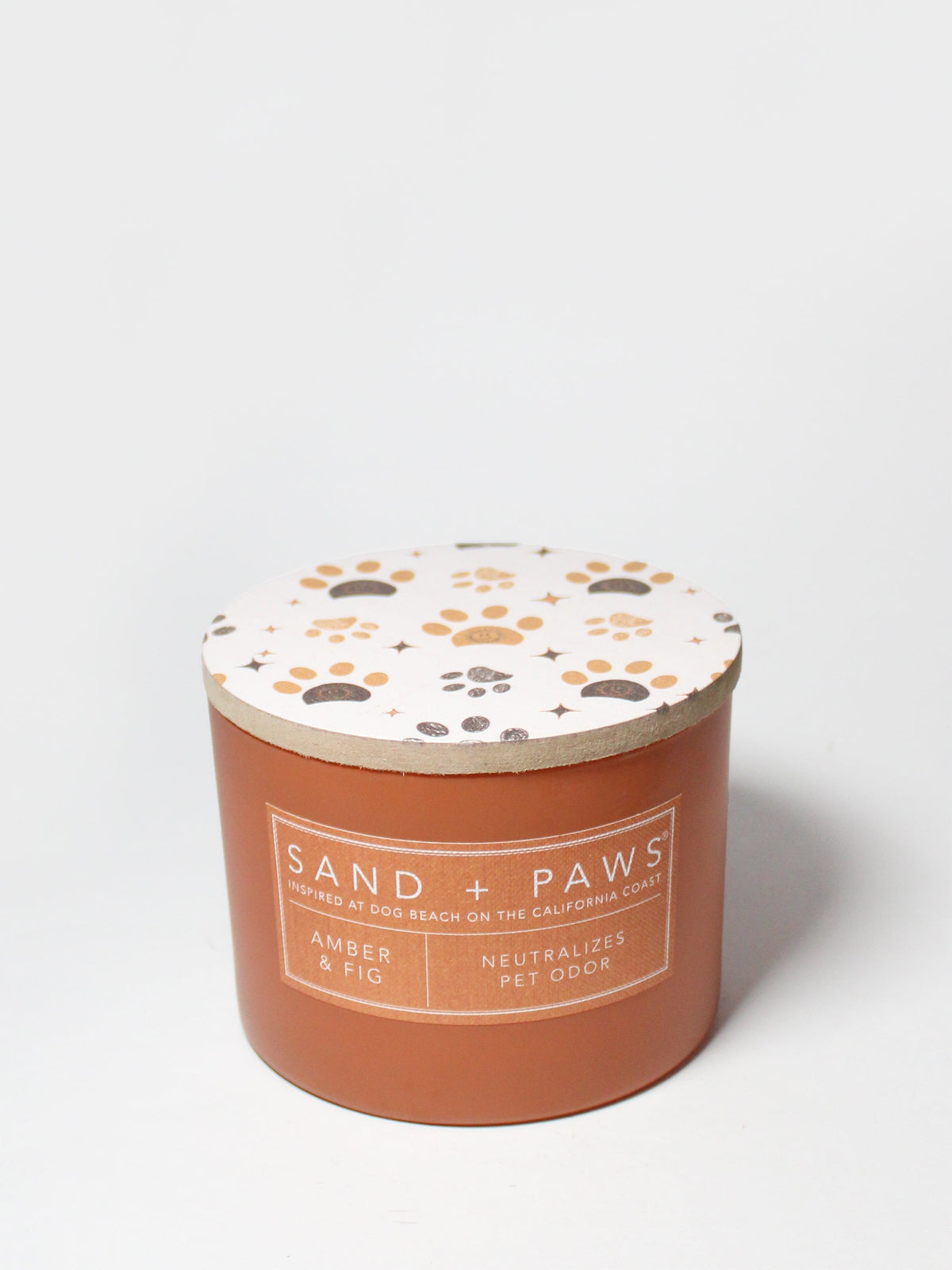 Sand + Paws Amber & Fig 12 oz warm scented candle