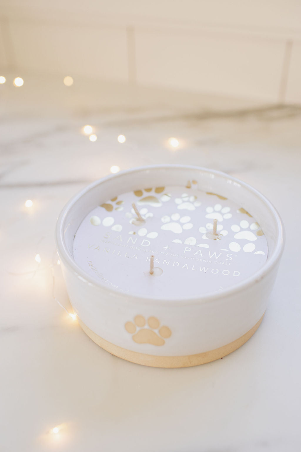 Sand + Paws Vanilla Sandalwood 12 oz cozy scented candle