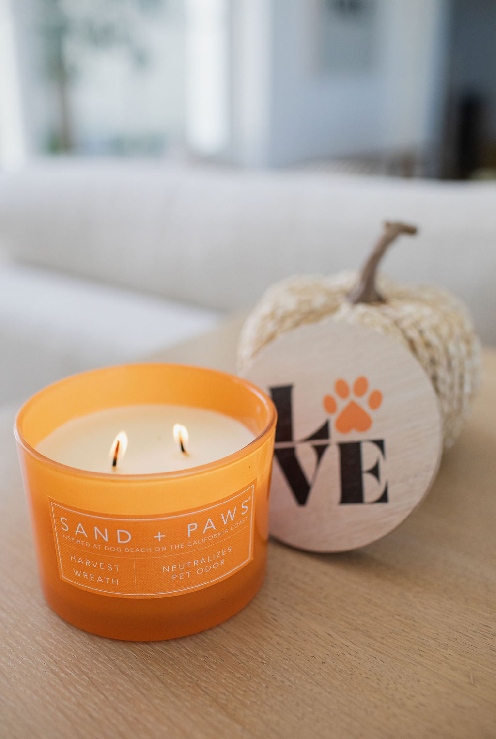 Sand + Paws Harvest Wreath 12 oz cozy scented candle