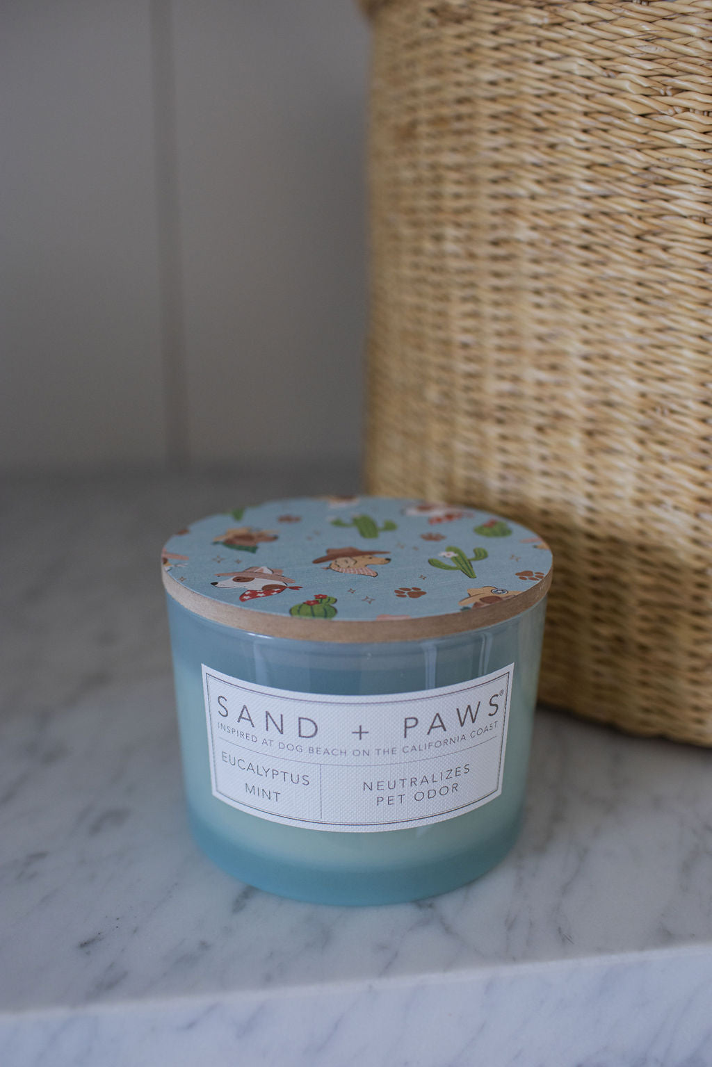 Sand + Paws Eucalyptus Mint 12 oz refreshing scented candle
