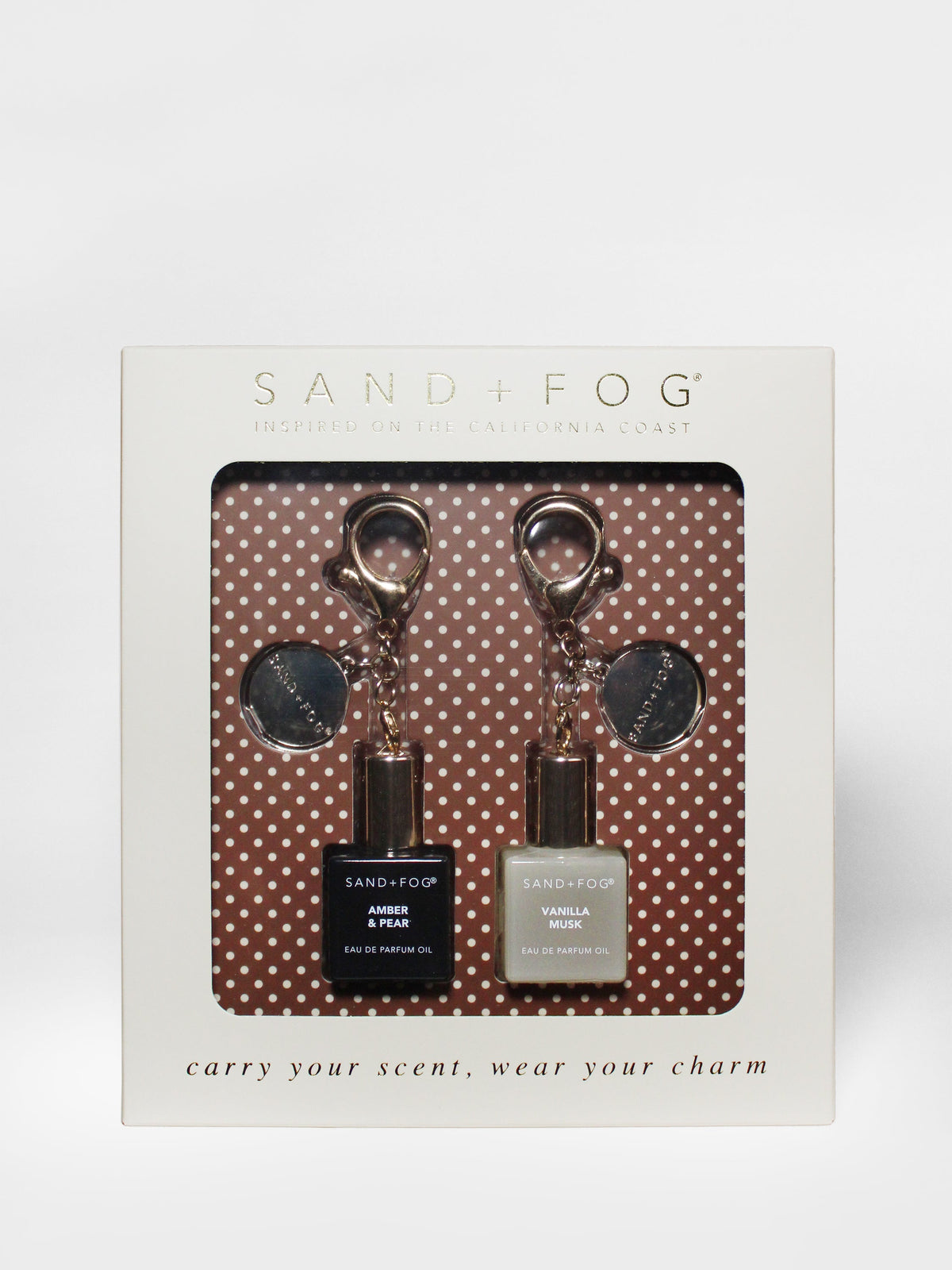 Luxury Bag Charm Perfume Oil Rollerball Set - Amber & Pear + Vanilla Musk