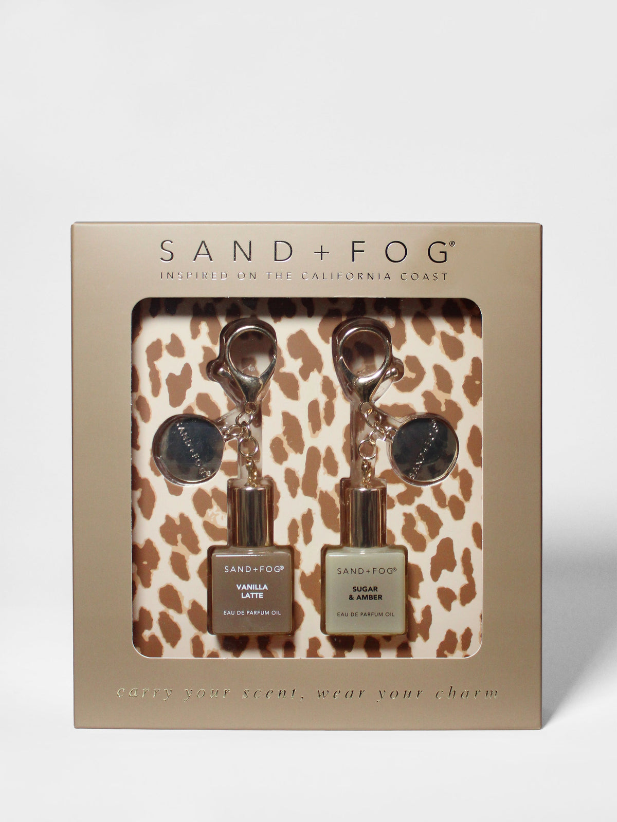 Luxury Bag Charm Perfume Oil Rollerball Set - Vanilla Latte + Sugar & Amber