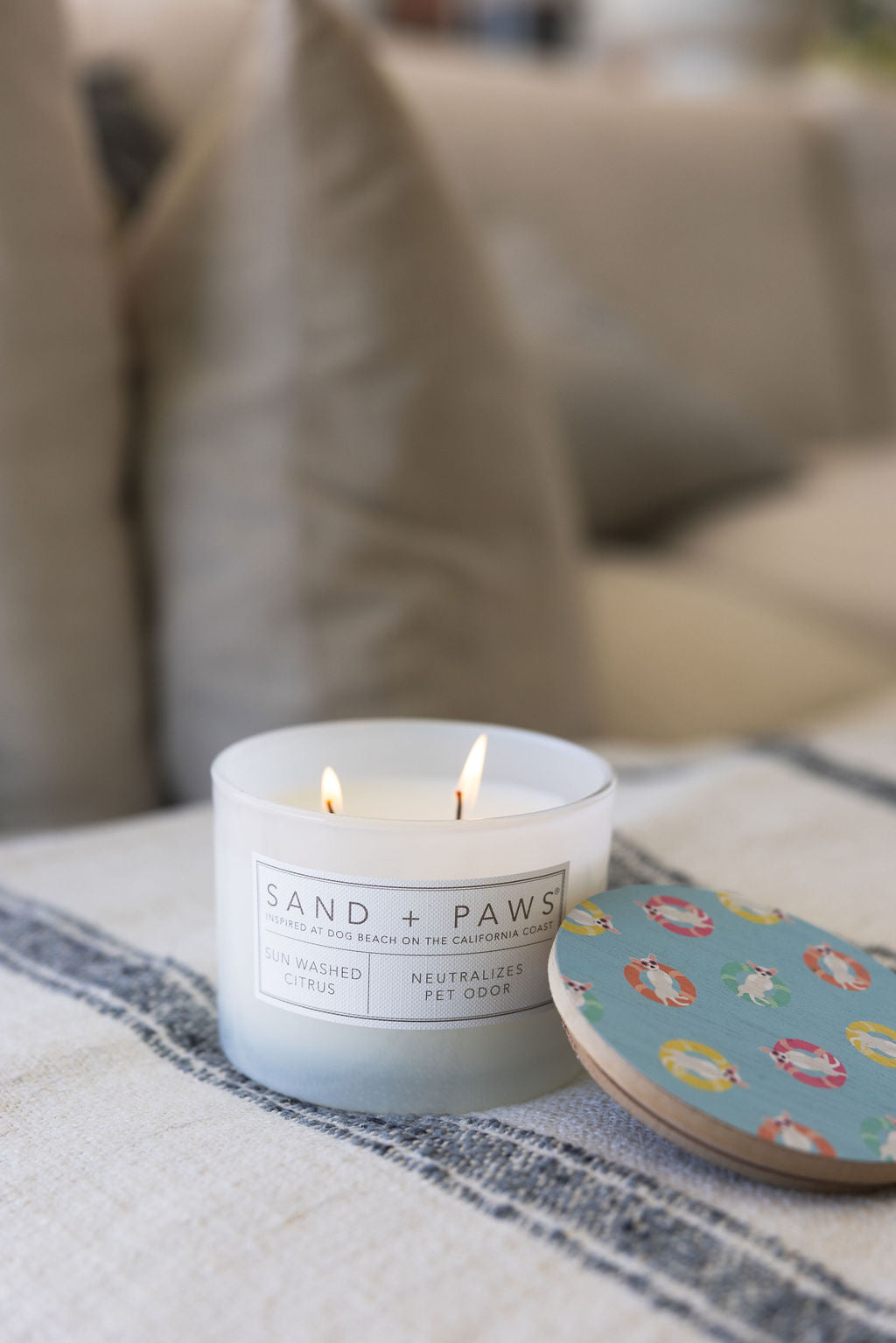 Sand + Paws Sun Washed Citrus 12 oz cozy scented candle