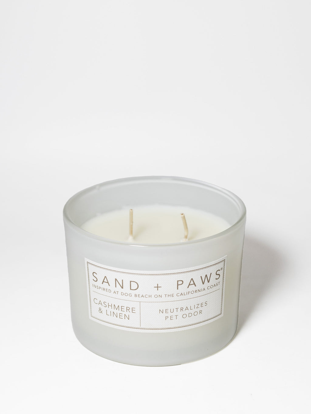 Sand + Paws Cashmere & Linen 12 oz calming scented candle