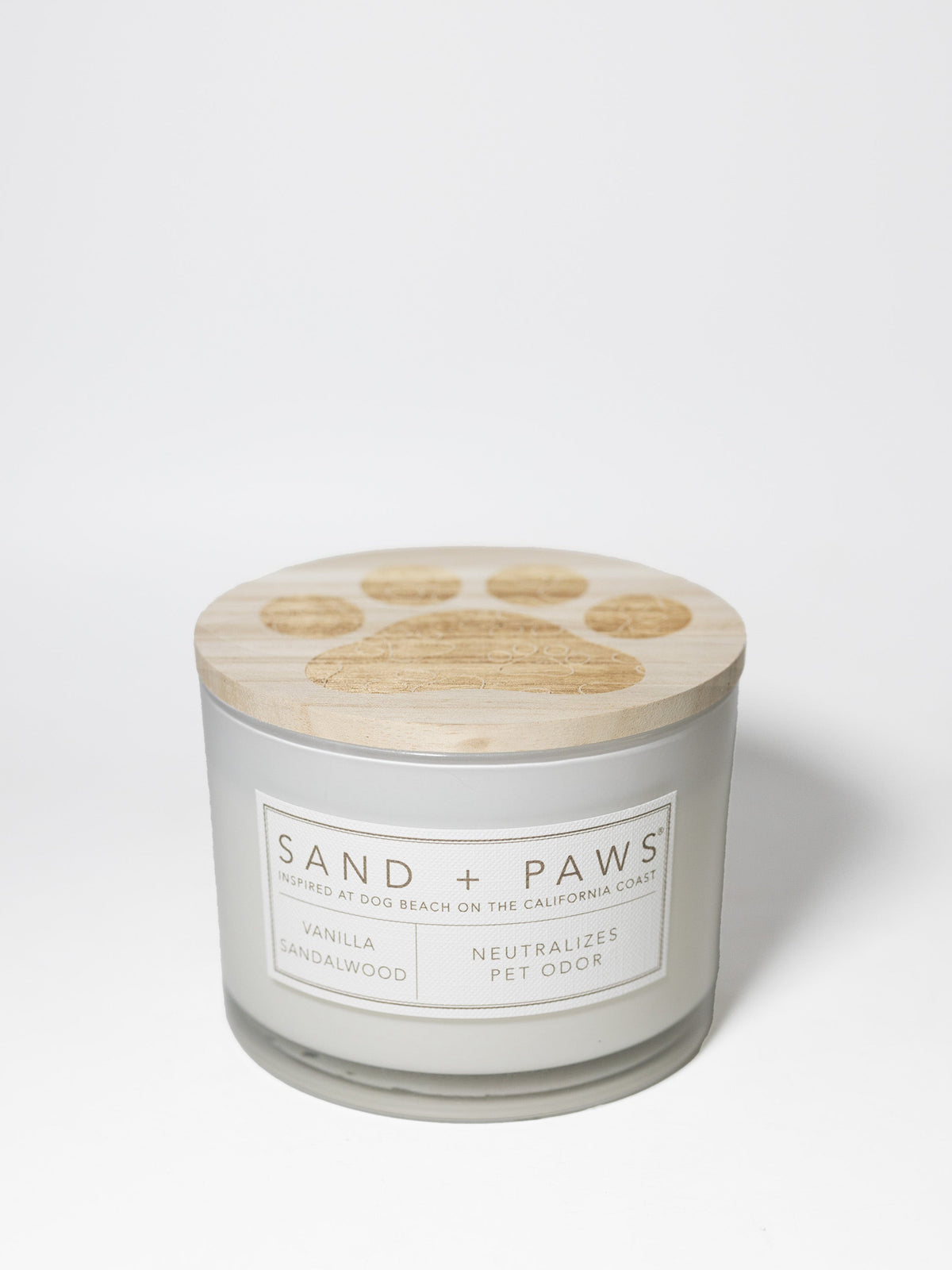 Sand + Paws Vanilla Sandalwood 12 oz cozy scented candle