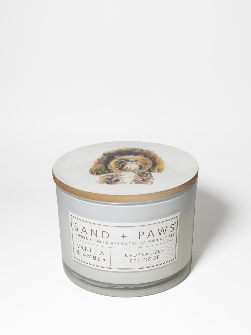 Sand + Paws Vanilla & Amber 12 oz cozy scented candle