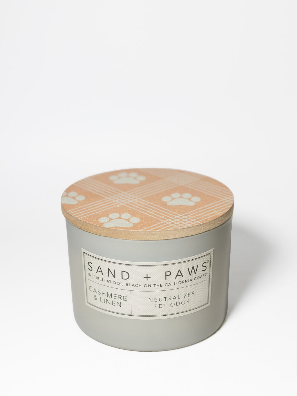 Sand + Paws Cashmere & Linen 12 oz calming scented candle