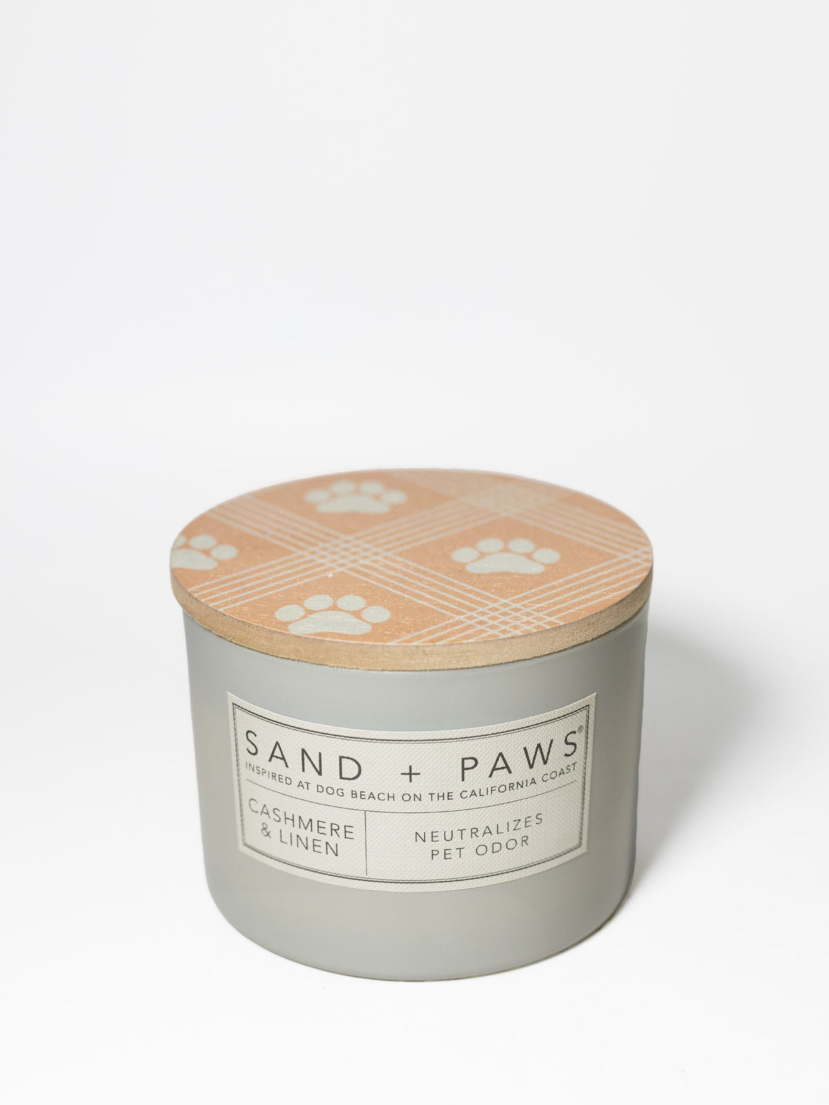 Sand + Paws Cashmere & Linen 12 oz calming scented candle